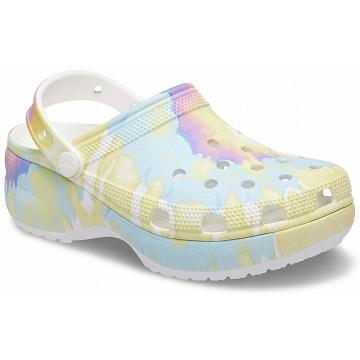 Crocs Women's Classic Platform Tie-Dye Graphic Women's Clogs Multicolor | Australia 0103NWYB